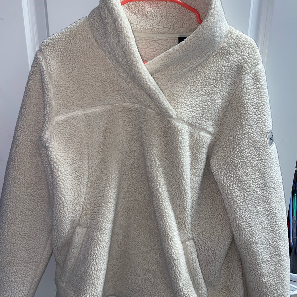 Off white north face fuzzy jacket